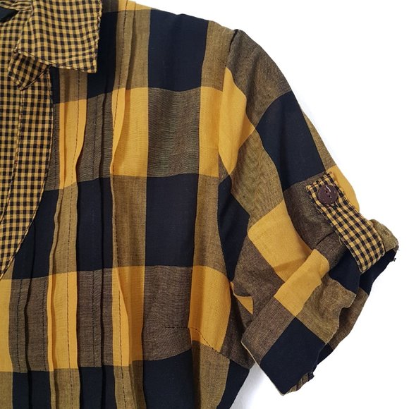 Paper Tee Black/Yellow Plaid Top - Size M - Picture 6 of 12